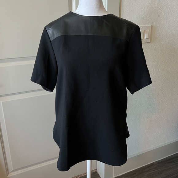 Sandro Black lamb Leather Panel Top - Picture 1 of 7